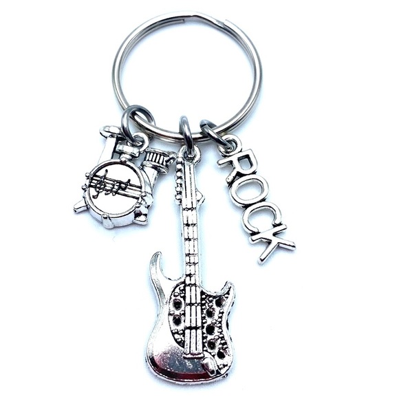 Musician Keychain Drum Set Guitar Rock Charms - Picture 3 of 3